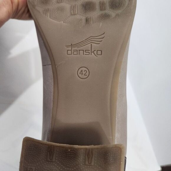 Dansko Preston Block Heel Loafer‎ Shoes Size 11.5-12 EU 42 Slip On Leather Gray - Picture 8 of 10